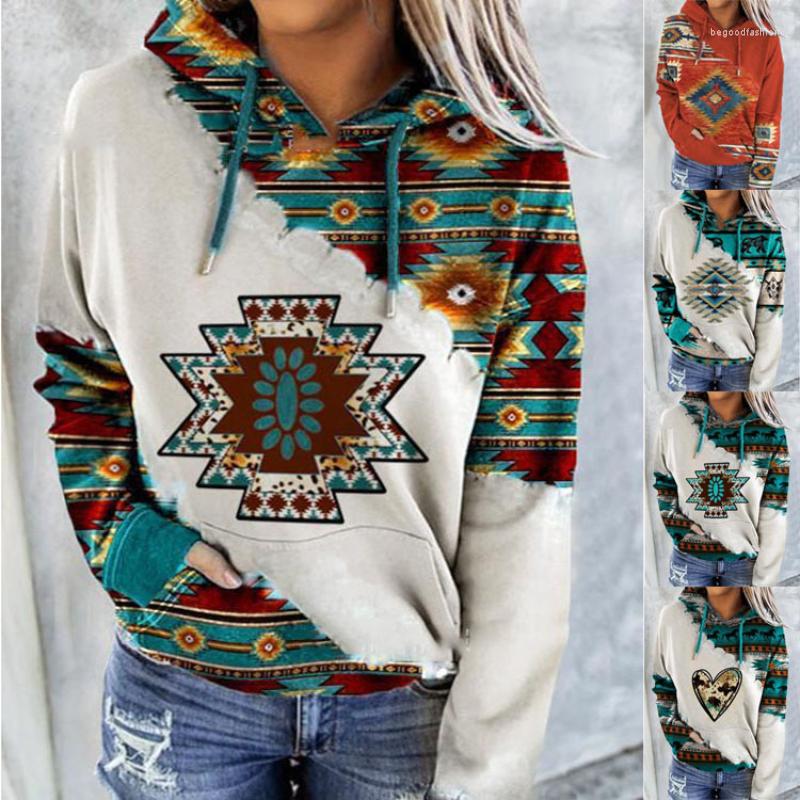 

Women' Hoodies 2022 Autumn And Winter Style European American Tops Women' Ethnic Printed Sweater Women, Orange