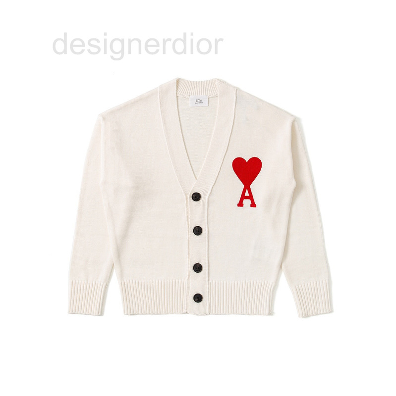 

Men' Hoodies & Sweatshirts designer Correct am big red heart embroidered wool blended V-shaped cardigan coat autumn and winter style large version loose men women 2VOH, 2# packing bag