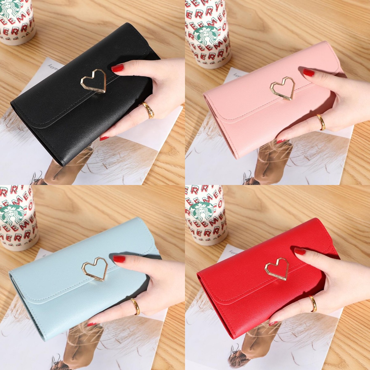 

Women Long Wallets Money Clips Purses Luxury Love Heart Wallets for Ladies Girl Pocket Card Holder Female Wallet Phone Clutch Bag 8 Colors
