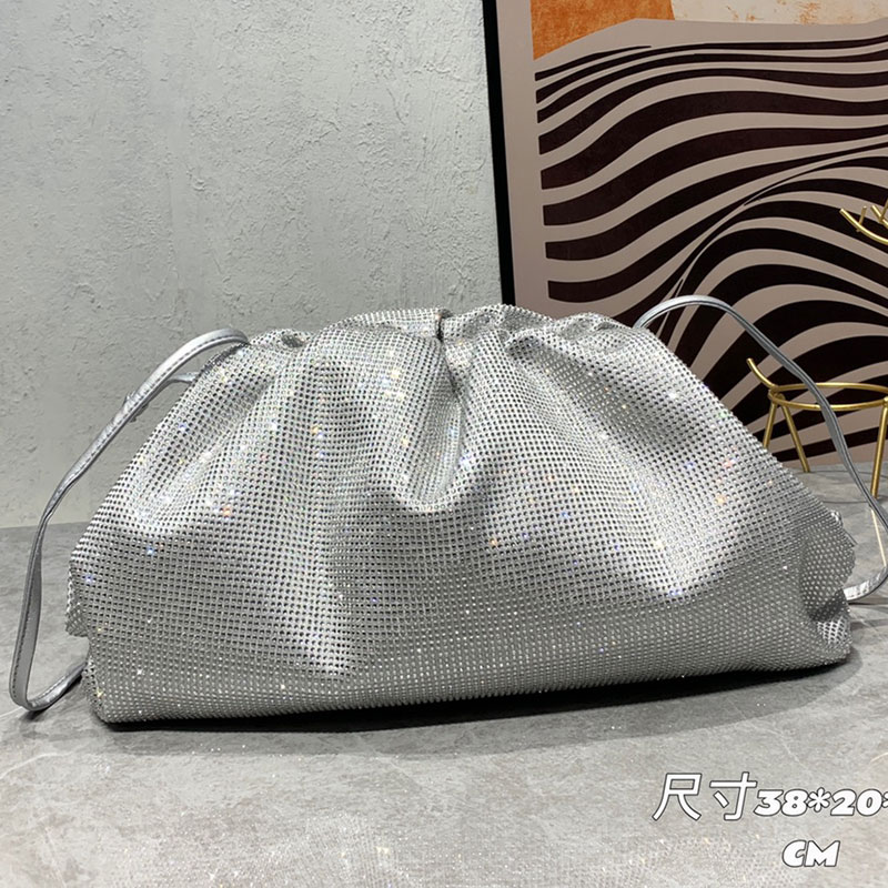 

Pouch Cloud Handbag Diamonds Purse Crossbody Bags Shoulder Bag Solid Color Clutch Wallets Magnetic Closure Leather Lining Dinner Sponge Hand Bag, Dust bag