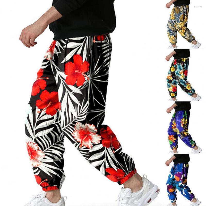 

Men' Pants Harem Hawaiian Print Cozy Relaxed Fit Pockets Trousers Casual Men, Black