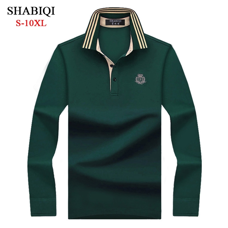 

Men' Polos Autumn Men Classic Shirt Business Casual Cotton Male Top Tees Long Sleeve Turndown Collar Plus Size 220915, Long dark green