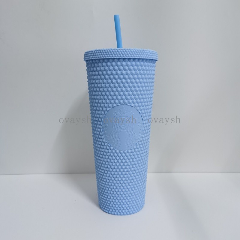 

2021 Starbucks Tumblers Double Maca Blue Durian Laser Straw Cup 710ML Tumblers Mermaid Plastic Cold Water Coffee Cups Gift Mug, Customize
