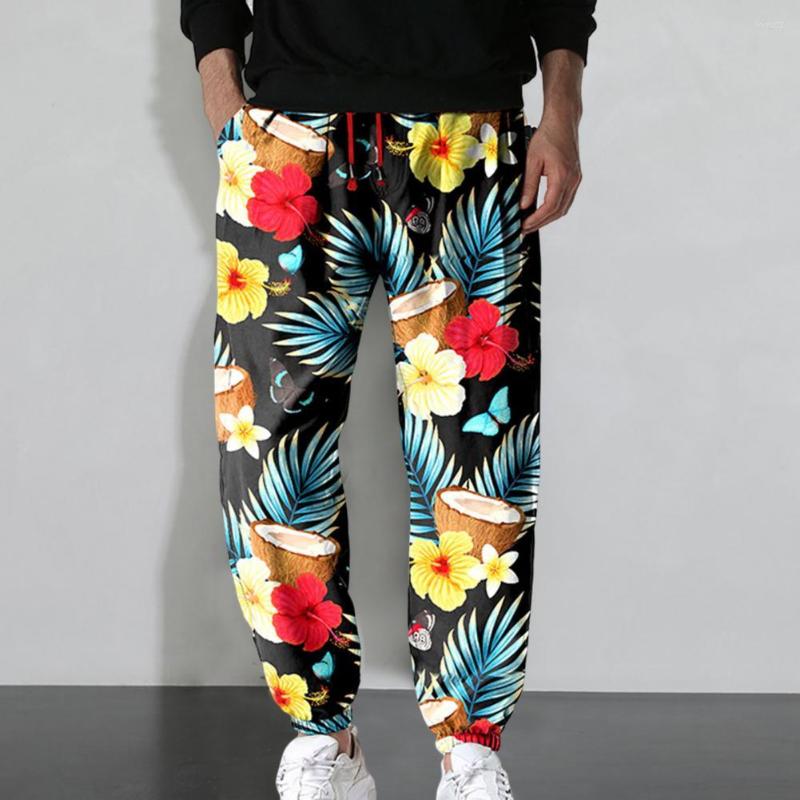 

Men' Pants Trendy Men Trousers Elastic Waist Cool Harem Relaxed Fit Pockets, Black