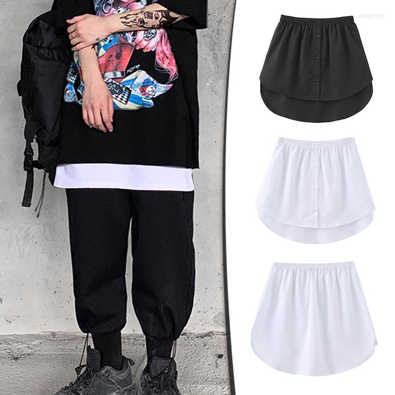 

Skirts Ly Adjustable Layering Fake Top Lower Sweep Skirt Half-Length Splitting A Version Mini Shirt Extenders, Black