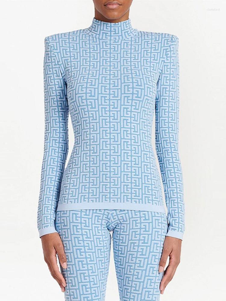 

Women' Sweaters HIGH STREET Est 2022 Designer Fashion Women Geometric Jacquard Knit Pullover Sweater, The pants