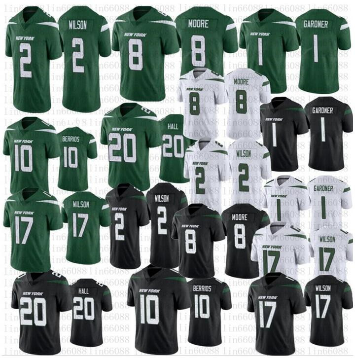 

Football Jersey New York''Jets''custom 56 Quincy Williams 77 Mekhi Becton 2 Zach Wilson 17 Garrett Wilson 8 Elijah Moore 1 Ahmad Sauce Gardner 20 Breece Hall, Colour