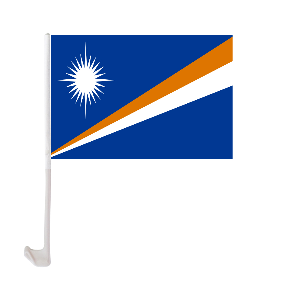 

30x45cm Marshall Islands Car Flag Polyester UV Protection Window Clip Car Decoration Banner with Flagpole