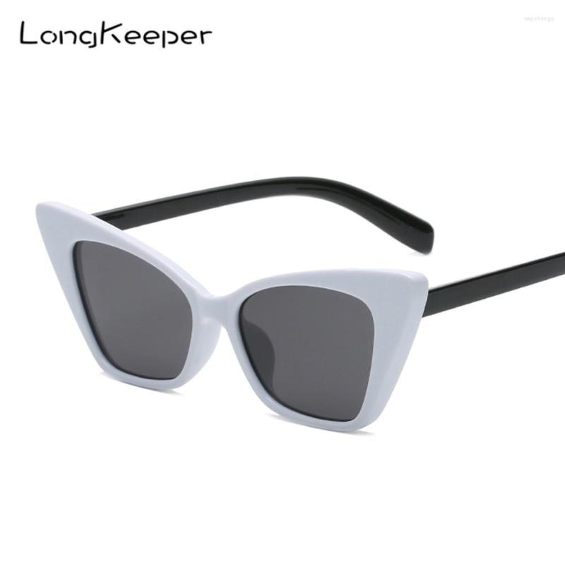 

Sunglasses LongKeeper 2022 Fashion Cat Eye Women Brand Design White Black Glasses Female Travel UV400 Eyewear