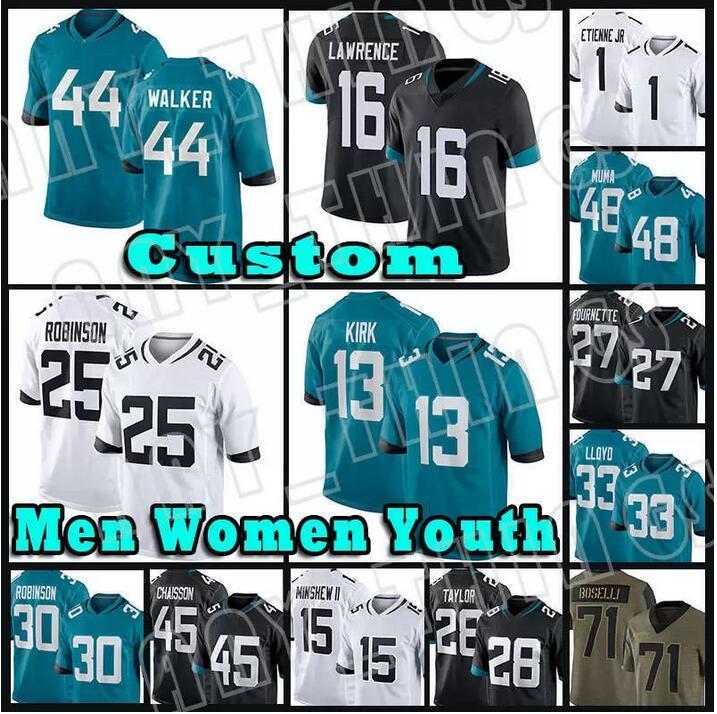 

Football Jersey Jacksonville''Jaguars''33 Devin Lloyd 16 Trevor Lawrence 1 Travis Etienne JR 45 K'Lavon Chaisson 44 Travon Walker 13 Christian Kirk, Colour