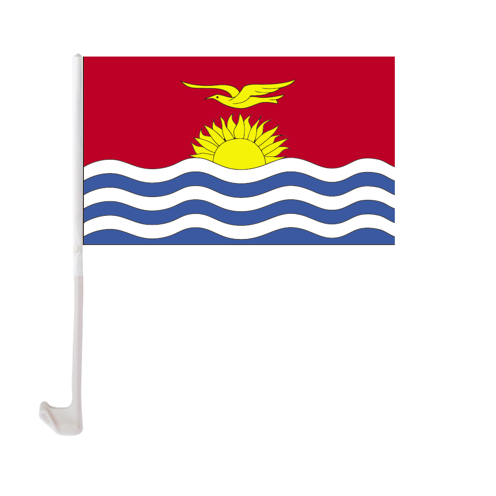 

30x45cm Kiribati Car Flag Polyester UV Protection Window Clip Car Decoration Banner with Flagpole