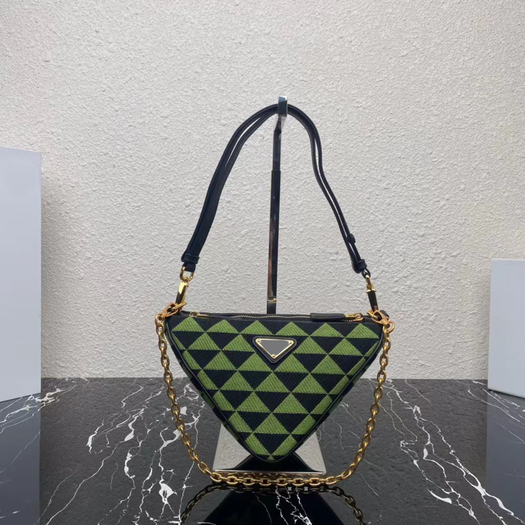 

Lingge full leather twin bag calfskin hand chain bag ladies triangle fashion new retro luxury designer popular all-match diagonal shoulde handbag quality Green bags, Box