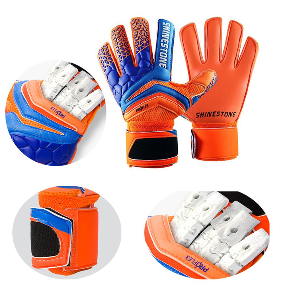 

Men Professional Soccer Goalkeeper Gloves Strong 5 Finger Protection Thicken 4mm Latex Kids Goal Keeper De Futebol Goalie Gloves313M, 2pcs=1pair 915 blue