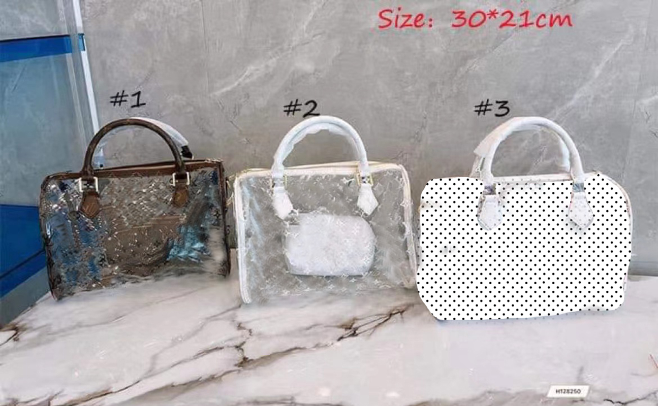 

Transparent Plastic Women Brand Designers Handbags Crossbody Bags Purse Tote Bag 2pcs Sets 5992, Brown 5992