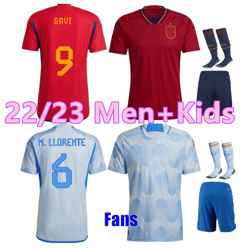 

2022 Spain soccer jerseys Espana ANSU FATI ASENSIO MORATA FERRAN GAVI AZPILICUETA 22 23 WORLD RAMOS CUP fans Player version football shirts men kit kids equipment, Black
