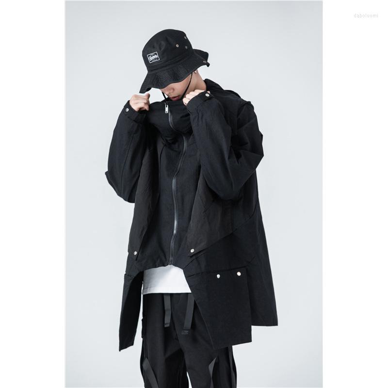 

Men's Jackets Harajuku Fashion Parka Men's 2022 Creative Wizard Hat Jacket Cloak Hip Hop Streetwear Casual Black Cargo