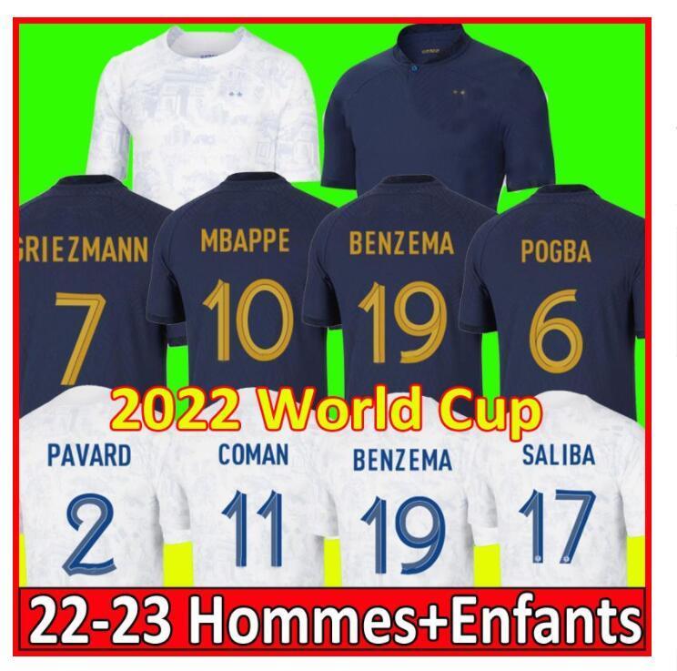 

Maillots de football 2022 World Cup Soccer Jersey French BENZEMA Football shirts MBAPPE GRIEZMANN GUENDOUZI CLAUSS kante maillot foot kit, Home patch