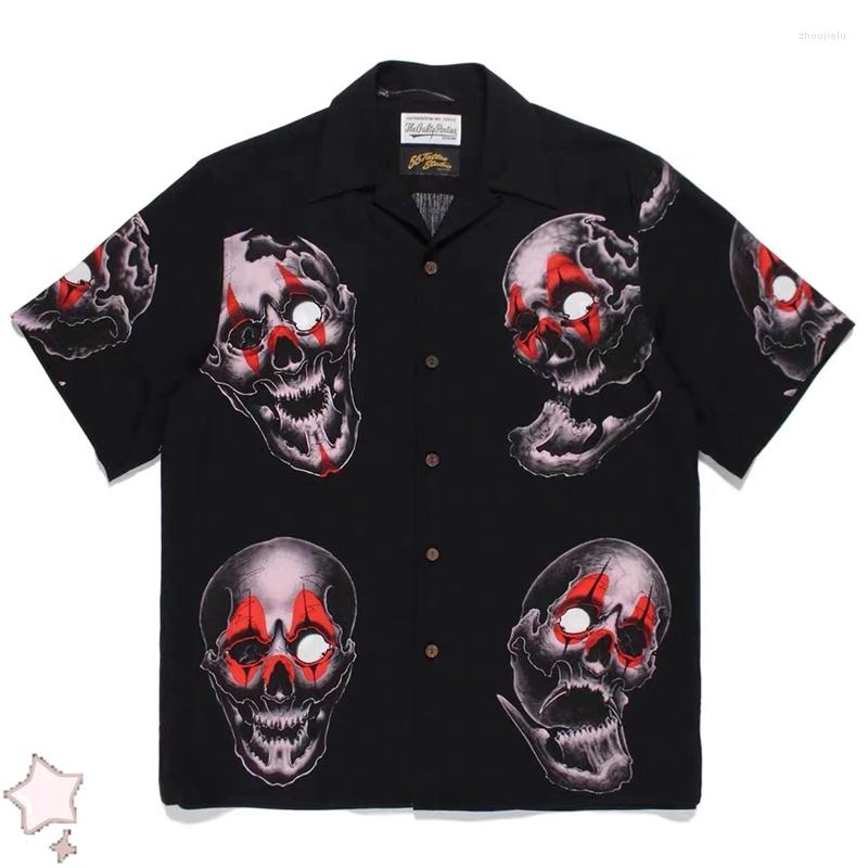 

Men' Casual Shirts 2022 Vintage WACKO MARIA Shirt Skull Print Hawaiian Men Women High Quality Short Sleeve