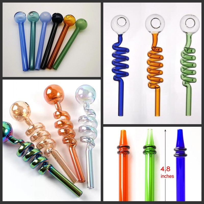 

Colorized gentleman water pipe Smoking Hookahs Handle handy Pipes Curved Mini 6 inches glass bong Recycler Oil Burner tobacco