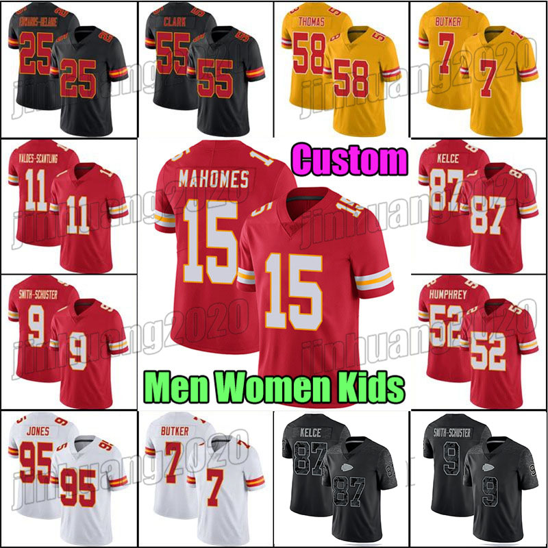 

15 Patrick Mahomes Football Jerseys Juju Smith-schuster Nick Bolton Travis Kelce Clyde Edwards Helaire Jersey Valdes Scantling Kansas City Chiefs Jaylen Watson, Woman custom jersey (qz)