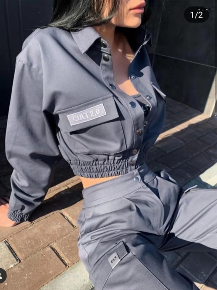 

Women' Jackets 2022 Autumn Women' Button Track Jacket Racer Female Clothing Short Coat Streetwear Bomber Kpop Top Letters With Pockets, Beige