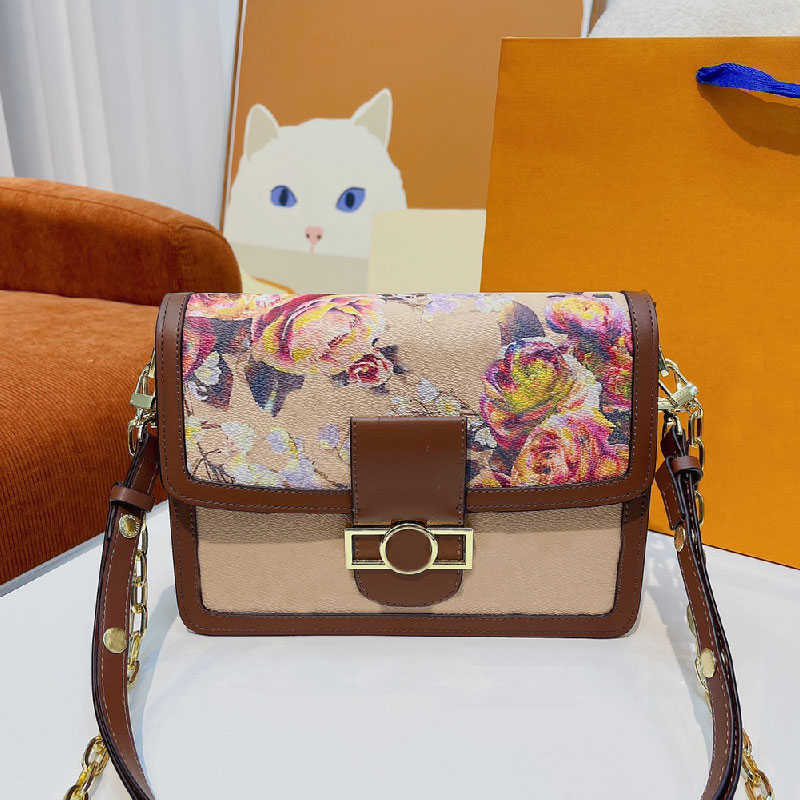 

Evening Bags Women Dauphine Handbag Crossbody Bag Genuine Leather Flower Pattern Detachable Strap Chain Flap Shoulder Messenger Bags Colore, Beige