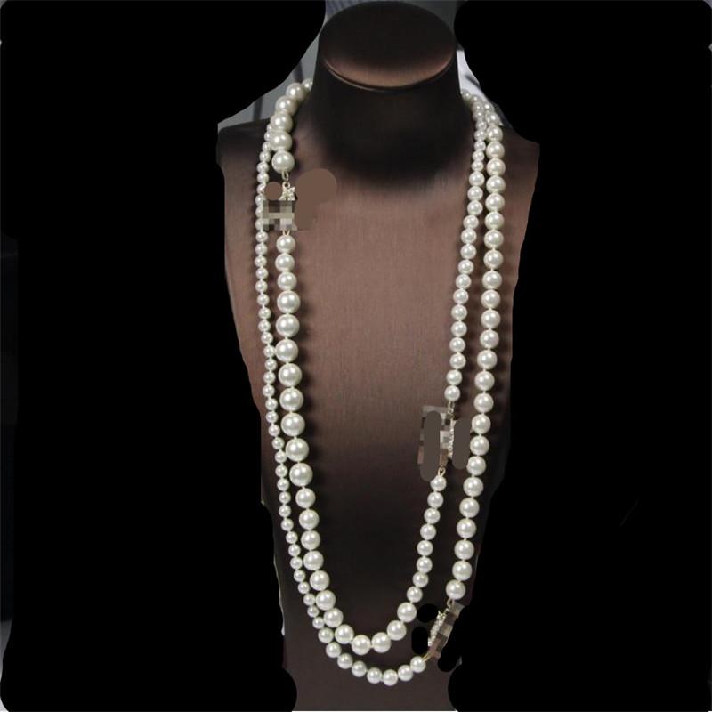 

Luxury jewelry Pearl letter long sweater chain commemorative Necklace Fashion temperament ol wholesale
