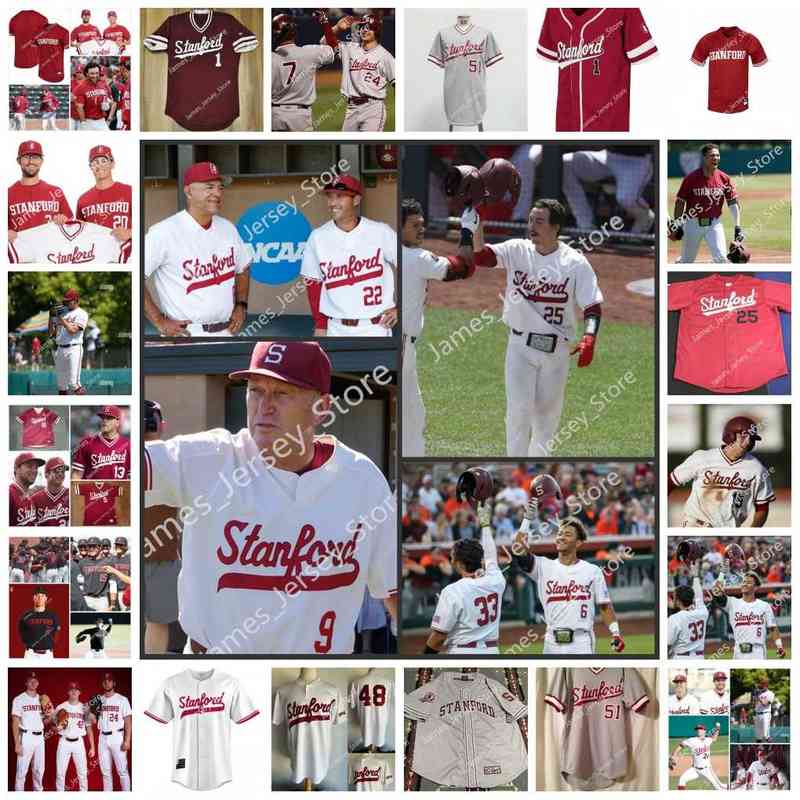 

College NCAA Custom Stanford Cardinal Baseball Jersey 25 Kody Huff 1 Owen Cobb 2 Drew Bowser 5 Austin Kretzschmar 10 Adam Crampton 24 Trevor