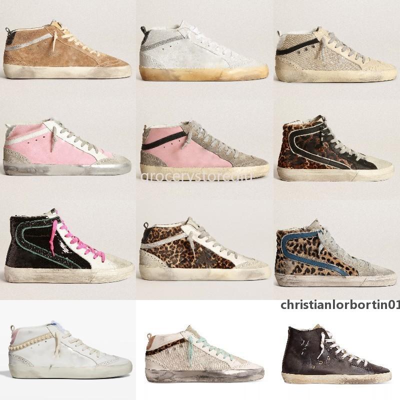 

2022#Golden##Gooses#Sneaker Boot Designer Italy Golden Sneaker Mid Star Women Shoes Leopard Print Pink-gold glitter Classic White Do-ol MwVg, Customized style