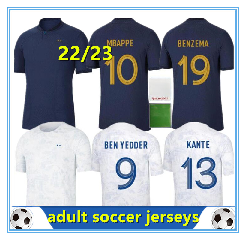 

2022 2023 French soccer jersey World Cup BENZEMA MBAPPE GRIEZMANN POGBA GIROUD KANTE Maillot de foot equipe Maillots women Men football shirt, White