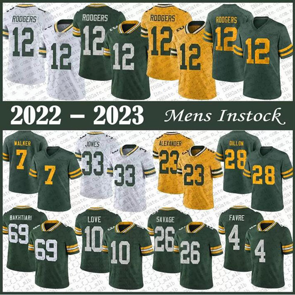 

Football Jerseys Green Bay''Packers''custom 4 Brett Favre 15 Bart Starr 12 Aaron Rodgers 33 Aaron Jones 28 AJ Dillon 69 David Bakhtiari 23 Jaire Alexander, Color
