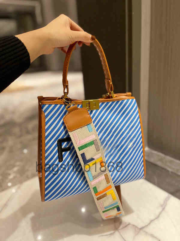 

Designer Bag Crossbody Canvas Bag Paris Brand Letter Handbags Stripes Shopping Beachshoulder Tote Luxurys Designers Quality, Blue