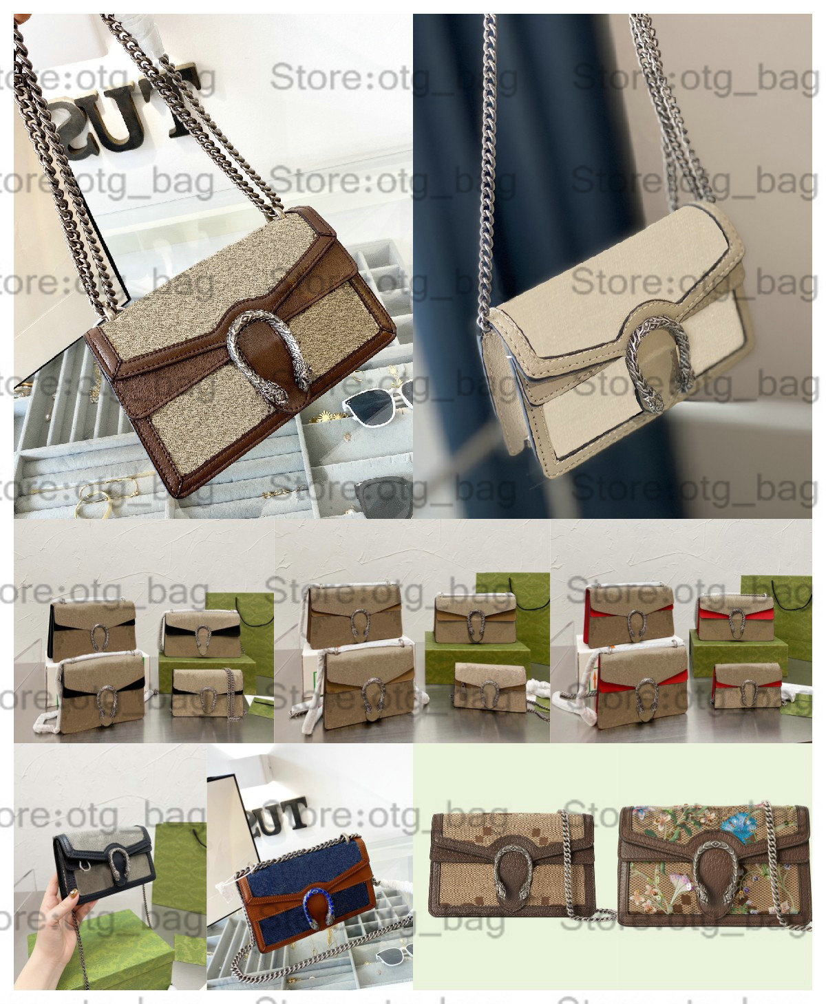 

Dionysuss Designer Shoulder bags Super Mini Floral Chain Bag Tiger Head Chains Luxurys Womens Wallet Purse Flap 476432 Enamel Button Milk Tea 400249 499623 421970, Customize