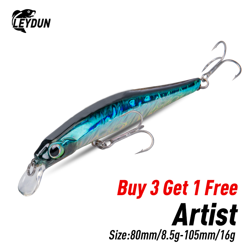Sports Fishing LEYDUN Artist FR Silence Sinking Minnow Fishing 80 105mm Jerkbaits Good Action Wobblers High Quality Hard Baits Sea Bass-image-571293265
