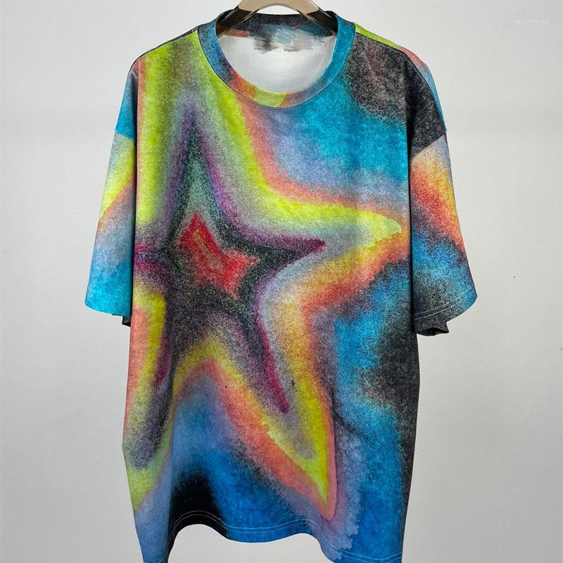 

Women' T Shirts 2022 Summer Fashion Female T-shirt Loose Round Neck High Quality Women Tee Tie Dye Star Casual Elegant Ladies Tops T100, Blue
