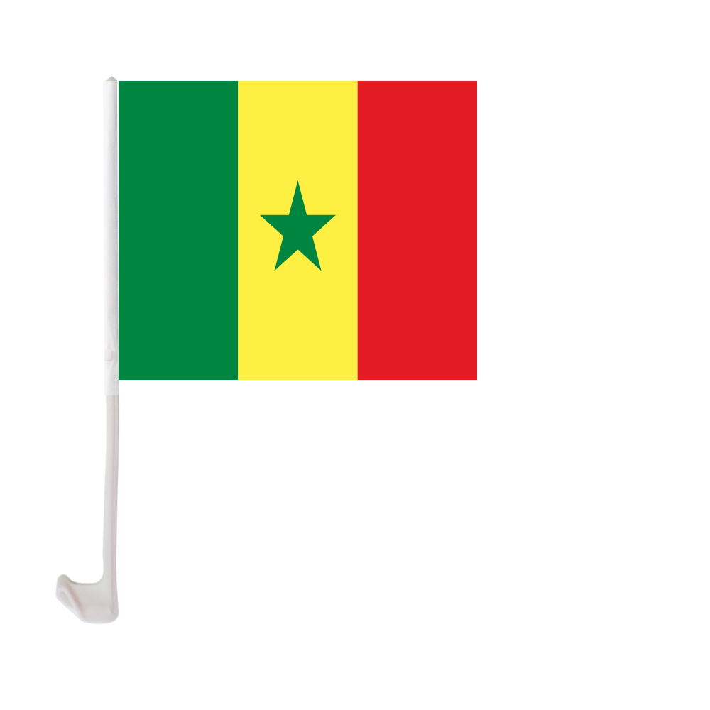 

Senegal Car Flag 30x45cm Window Clip Senegalese Flags Polyester UV Protection Car Decoration Banner with Flagpole