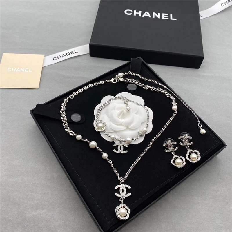 Dupe Cha-nel Pendants Lingge for Women Necklace Bracelet Earrings Fashion Jewelry Set With Box-image-745239564