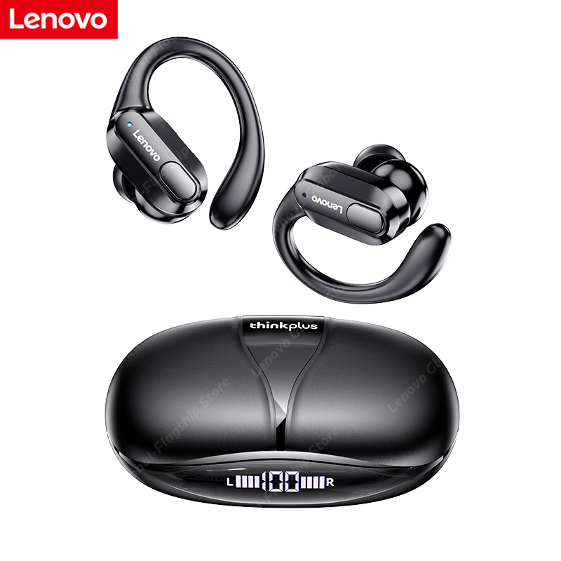 

Lenovo New XT80 Headphones True Wireless Earbuds Bluetooth 5.3 Sports Earhooks with Super Long Battery Life Ergonomic Design Stereo Sound, Black