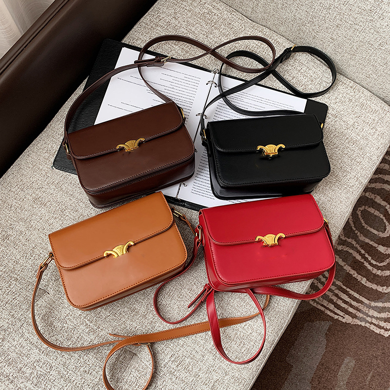 

Brand women handbag 2021 new lock bag bean curd cube bag INS solid color cross body single shoulder PU bags, Black