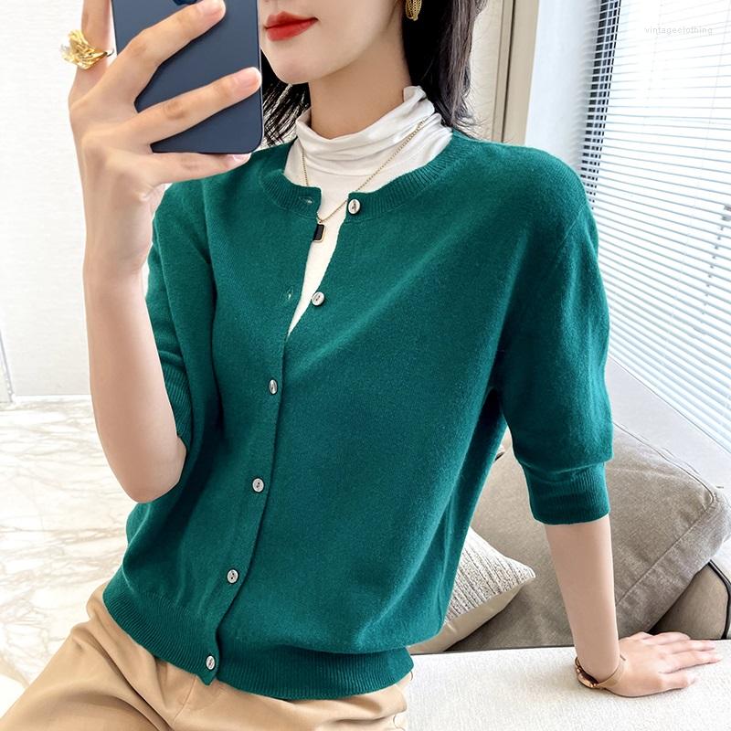 

Women's Knits 2022Spring Autumn Cashmere And Wool Soft Single Breasted Cardigan O-Collar Sweaters Fashion Large Size Comfortable, Black