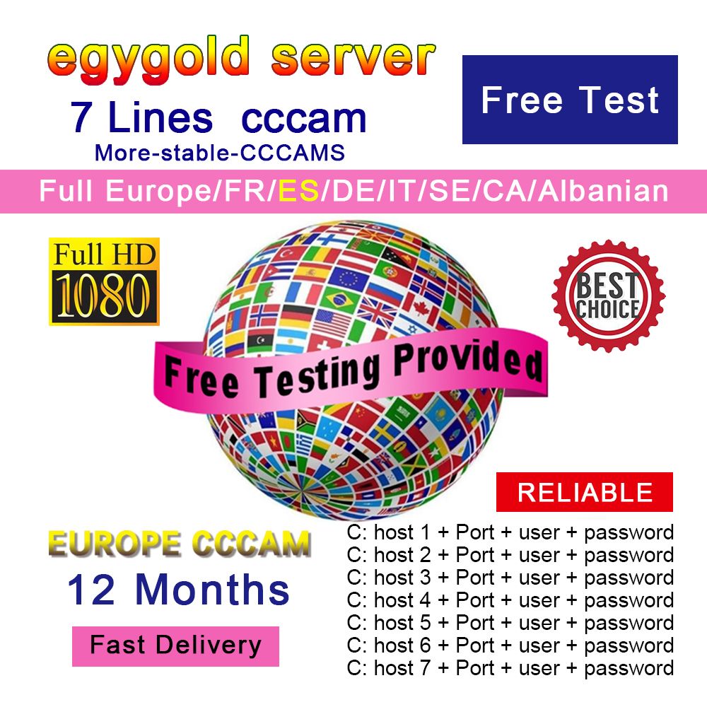 

Cccam Europa Antennas Server For 12 Months Europe Spain Portugal Poland DVB-S2 GTmedia V7 V7S HD V8 Super V8 NOVA Satellite receiver