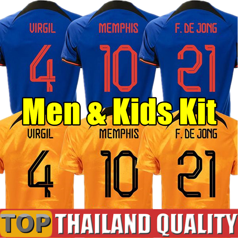 

2022 Netherlands MEMPHIS soccer jerseys DE JONG Holland DE LIGT WIJNALDUM KLAASSEN DUMFRIES 22 23 football shirt BERGWIJN VIRGIL Adult Men Kids kit uniform, 2022 away - kids