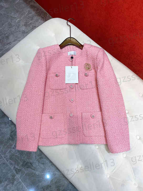 

Womens Jacket Luxury Casual Croppe Jacket With Logo Brooch Fashion Brand Crewneck 4 Pocket Button Cardigan Jackets Designer Women Clothing, Extra shipping