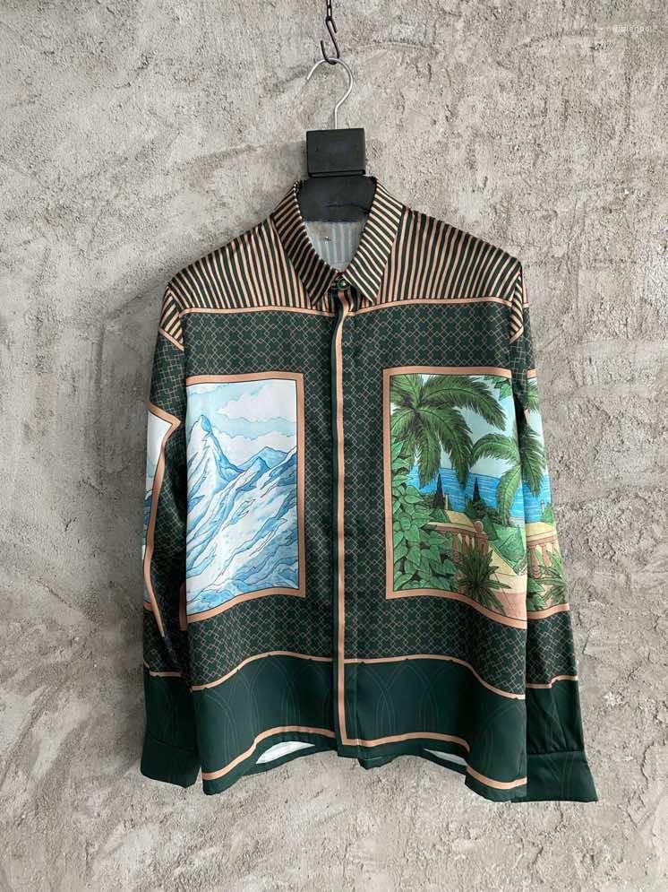 

Men' Casual Shirts WZ0851 Fashion Silk 2022 Runway Luxury European Design Party Style Men' Clothing, Picture shown