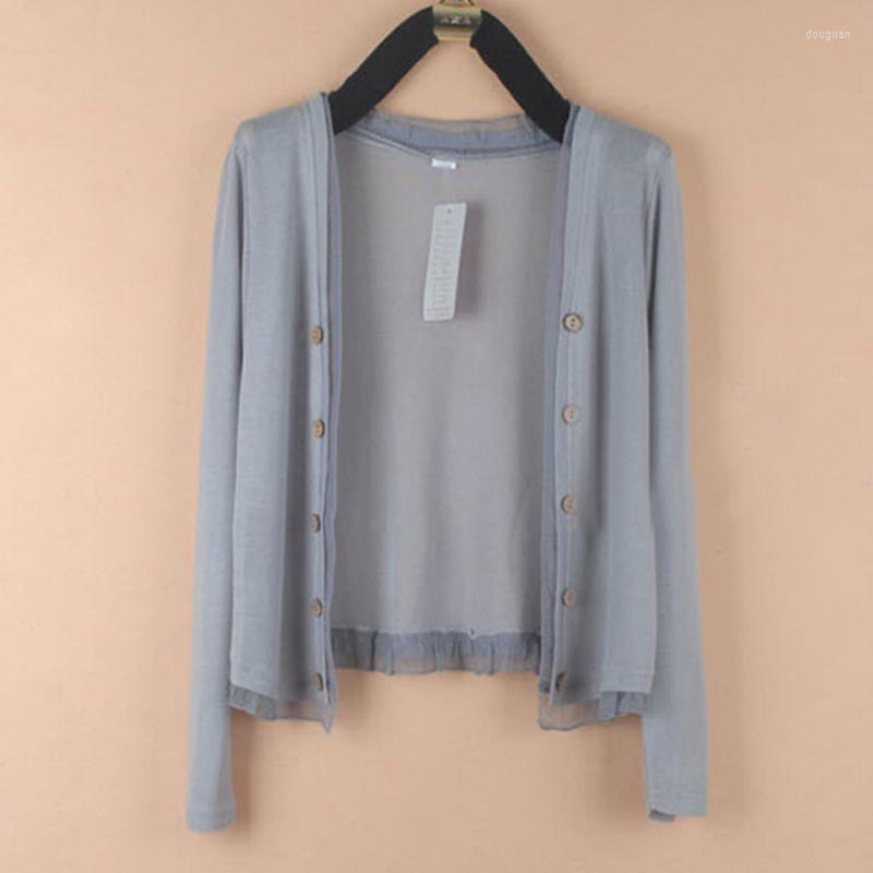 

Women's Blouses 2022 Summer Women Short Thin Cardigan Sun Protection Clothing Shirts Tops For Swimsuit Beach Cape Blusas Femininas, Green