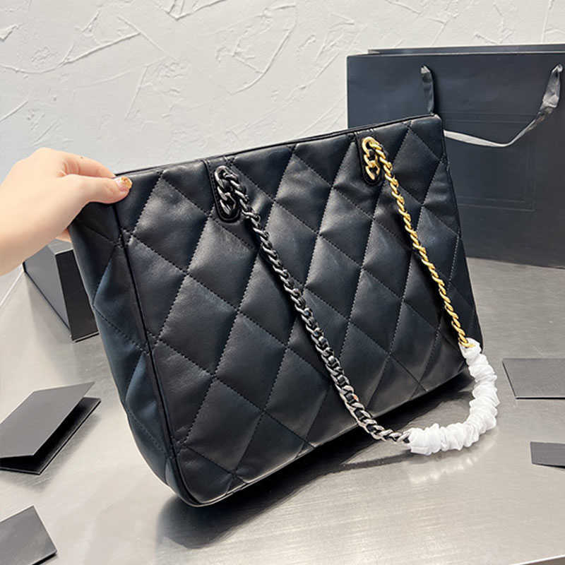 

luxury bag Diamond Lattice Chain Tote Bags Women Designer Handbags Shoulder Shop Bags Open Purse Genuine Leather Fashion Letter Gold Silver Hardware, 34x26cm