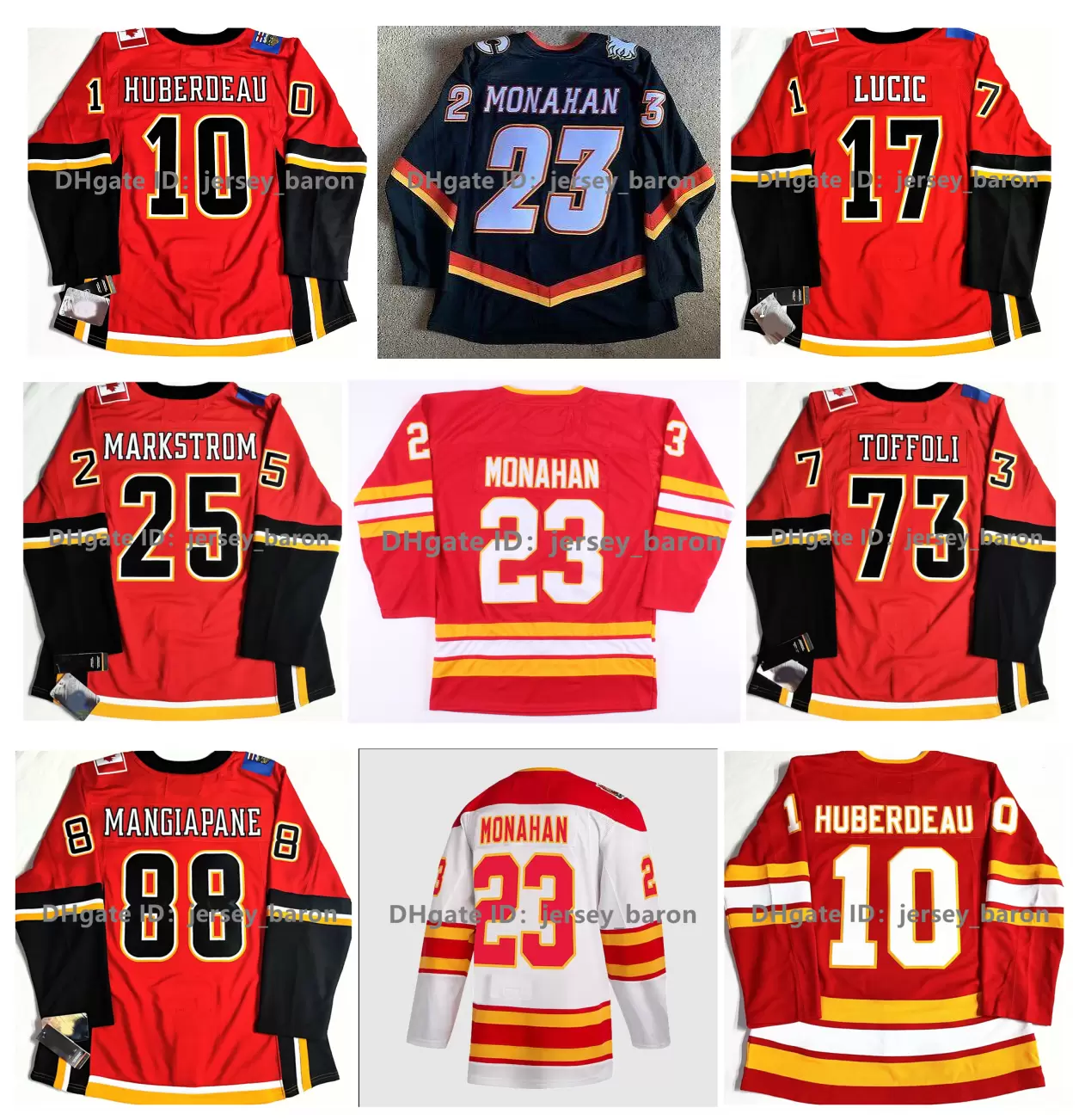 

Hockey Jonathan Huberdeau Hockey Jersey Calgary Tyler Toffoli Sean Monahan Milan Lucic Andrew Mangiapane Jacob Markstrom Rasmus Andersson Mi, Kids size s/m l/xl