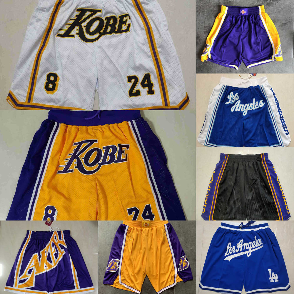 

Basketball Shorts Los Angeles''Lakers''men Throwback pocket purple yellow blue, Color