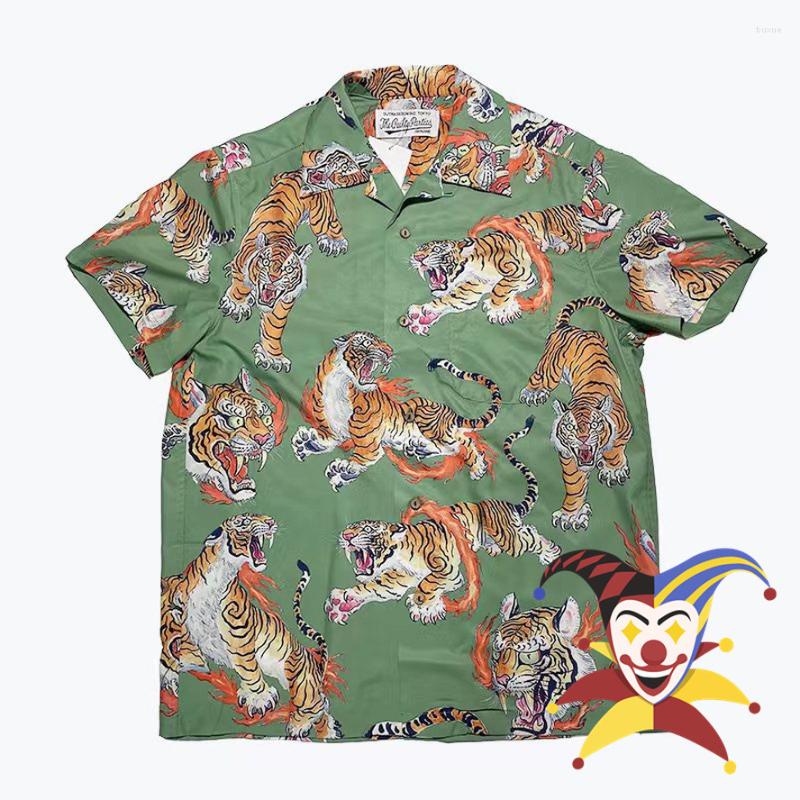 

Men' Casual Shirts 2022ss Tiger WACKO MARIA Shirt Men Women Limited Edition Hawaiian