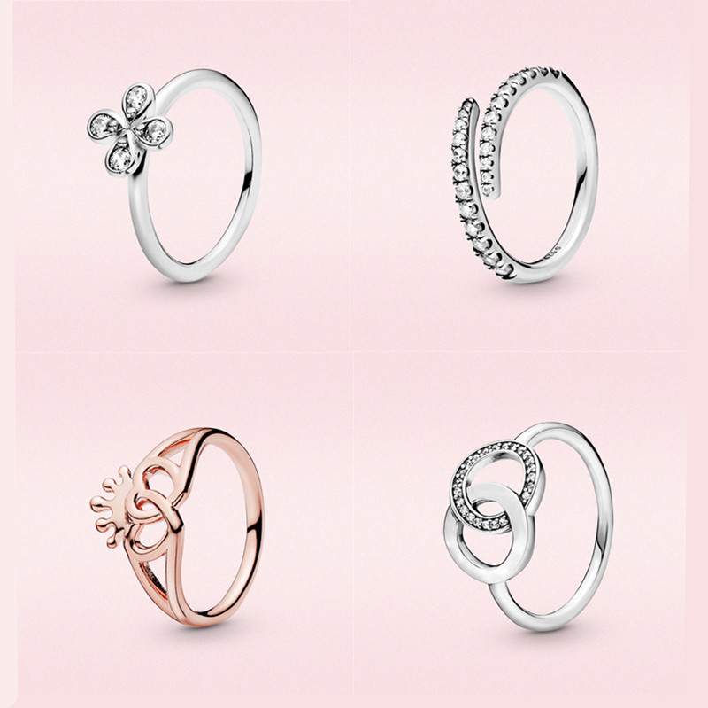 

s925 silver designer wedding rings original suitable for pandora DIY jewelry gift